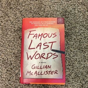 Famous Last Words by Gillian McAllister hardcover thriller book